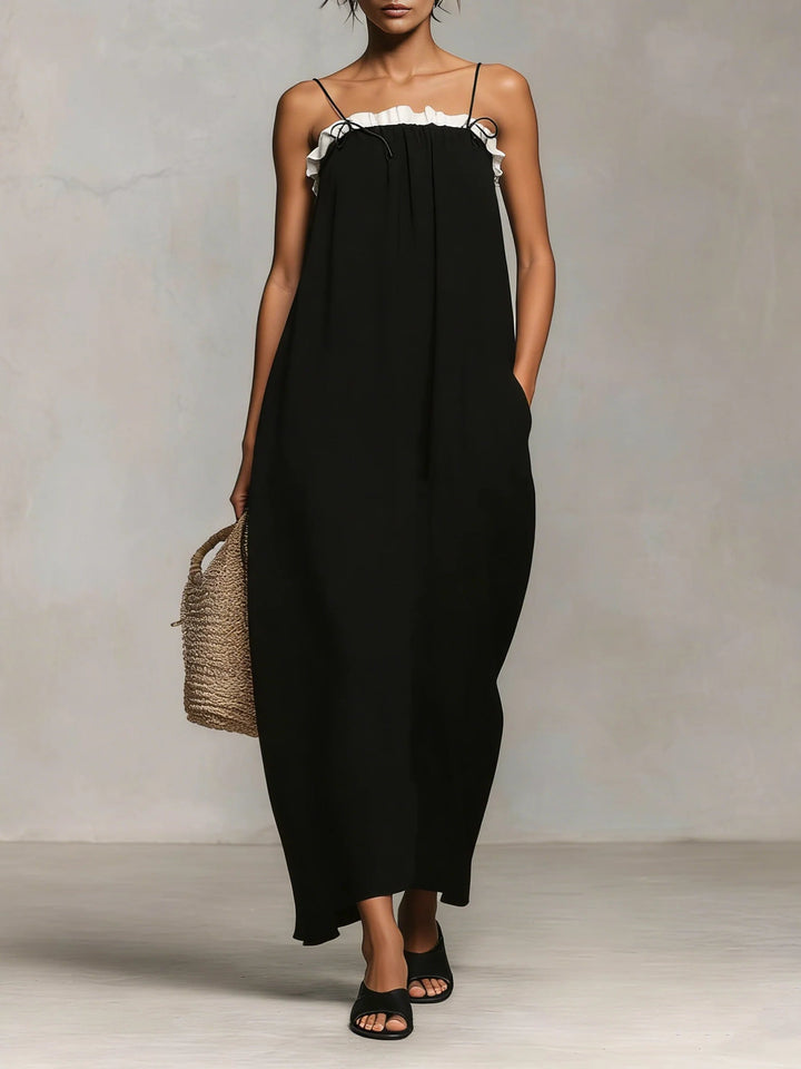 Mirelle™ | Color Block Maxi Dress with Spaghetti Straps