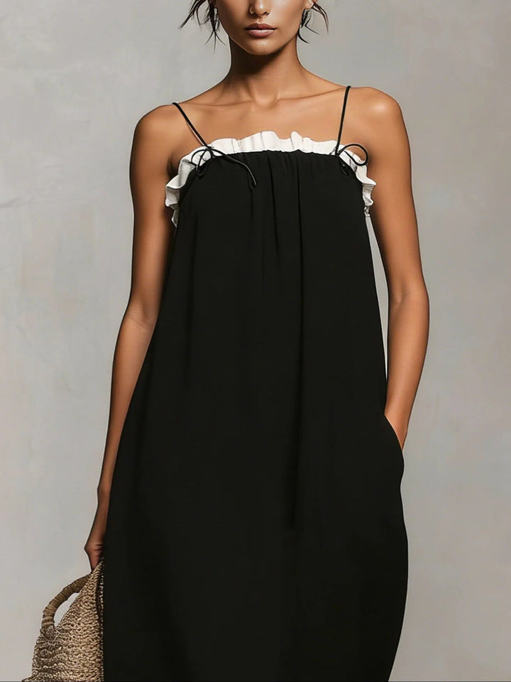 Mirelle™ | Color Block Maxi Dress with Spaghetti Straps