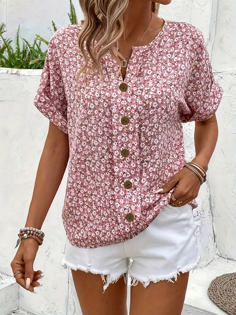 Selestia - Floral Print Button-Up Shirt
