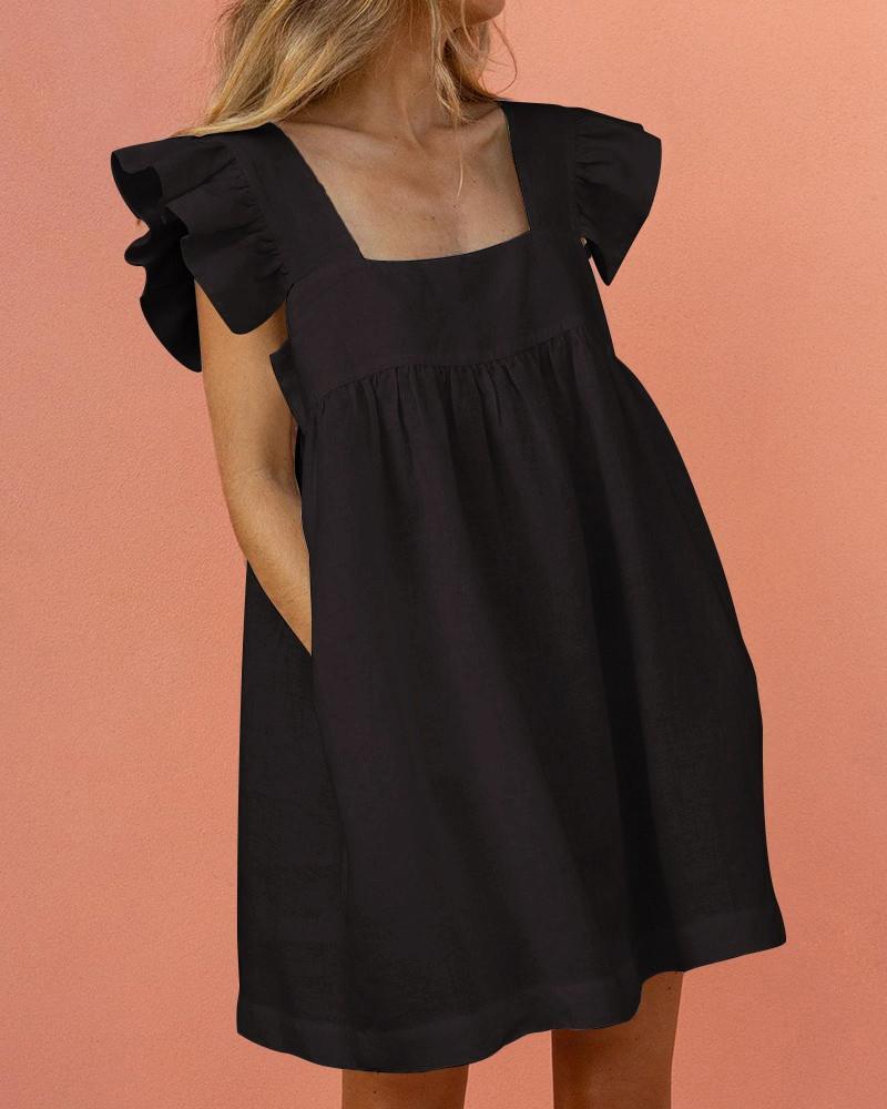 Mikaella - Effortless Flutter-Sleeve Dress