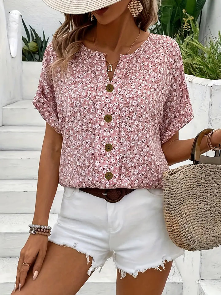 Selestia - Floral Print Button-Up Shirt