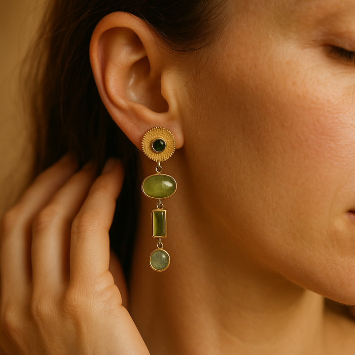 Emerald Forest Gold Earrings