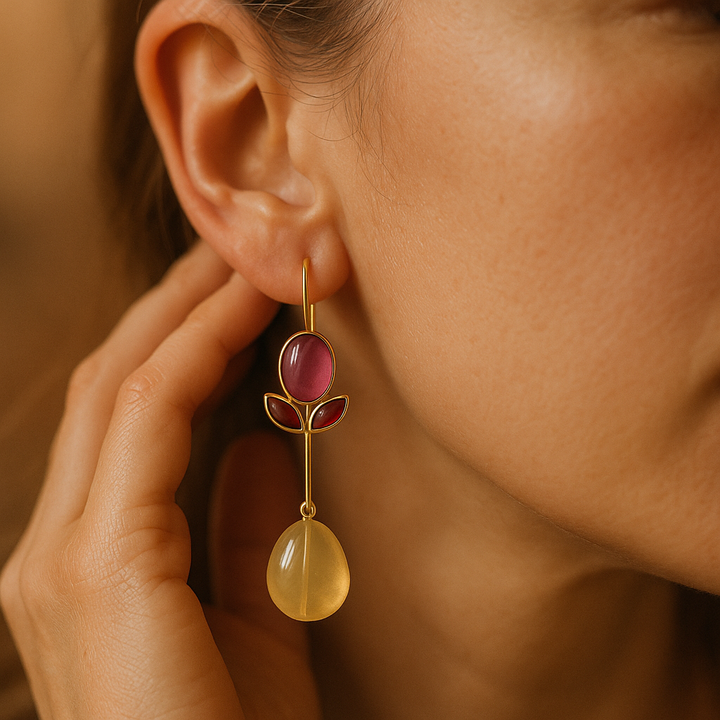 Vintage-Inspired Red Remi Earrings