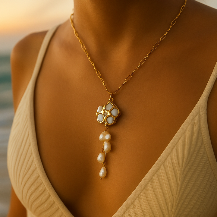 Coastal Blossom Pearl Necklace - Serenity Collection