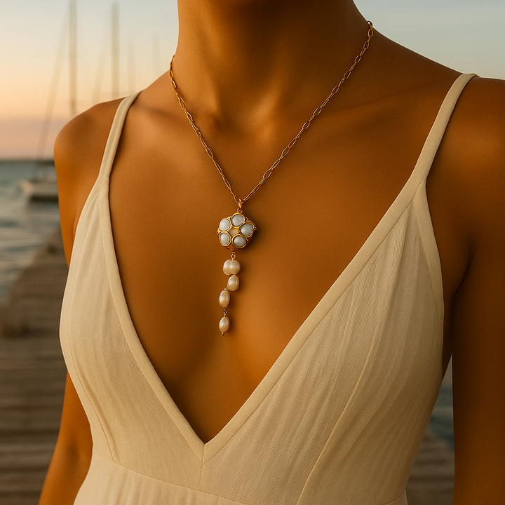 Coastal Blossom Pearl Necklace - Serenity Collection