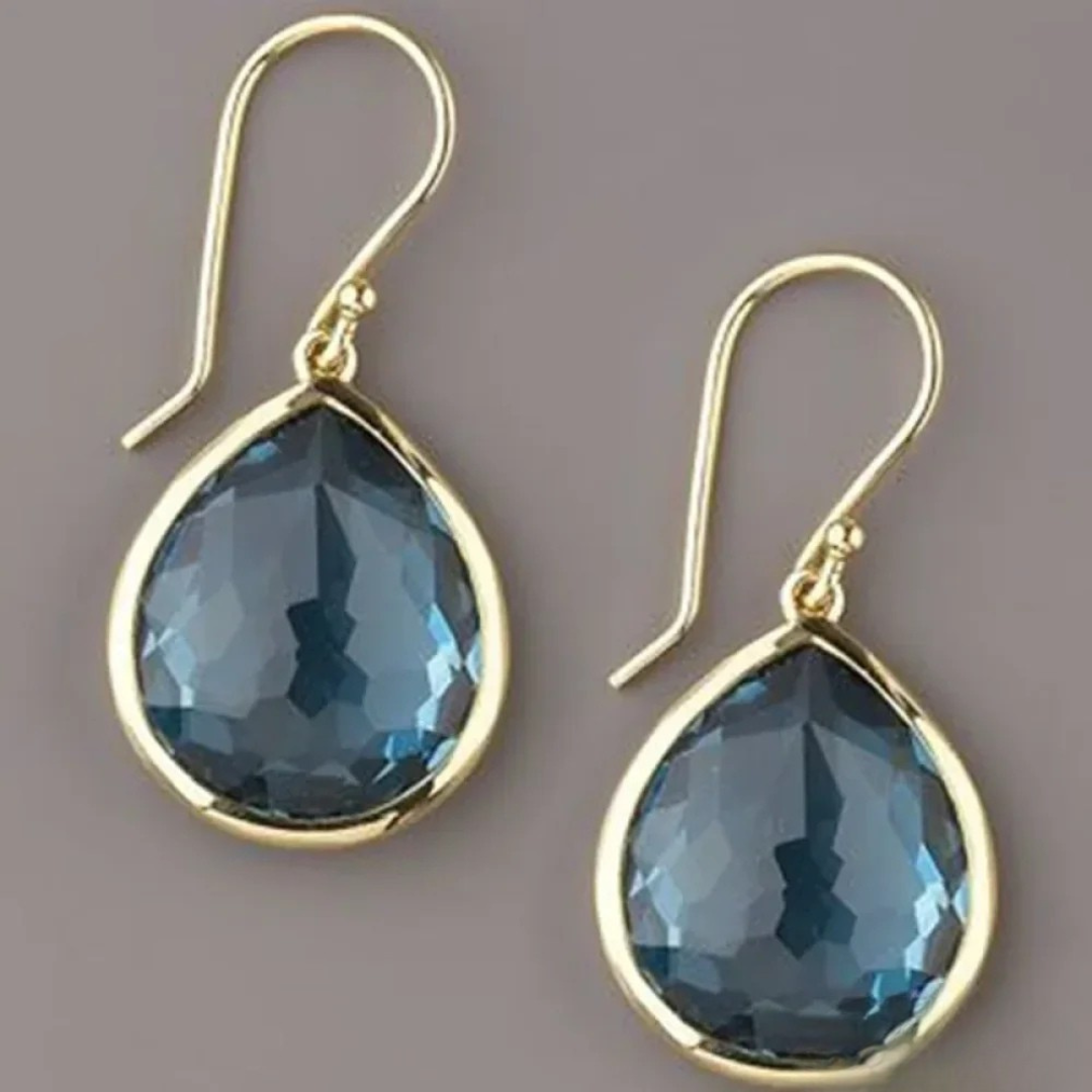 Vintage Blaue Kristall Tropfenohrringe