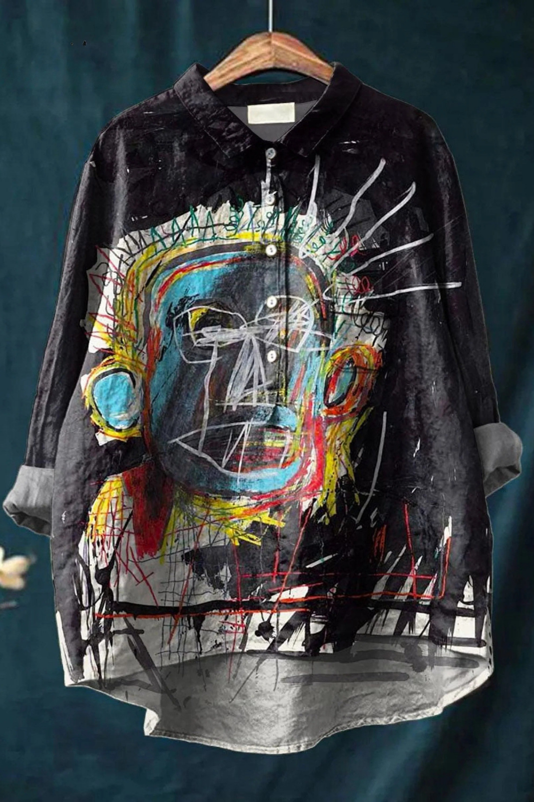 Vintage Abstract Figure Painting Art Print Casual Shirt