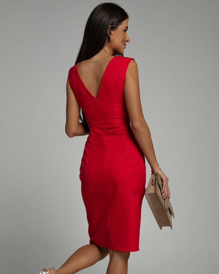 Novalie - V-Neck Dress With Slit