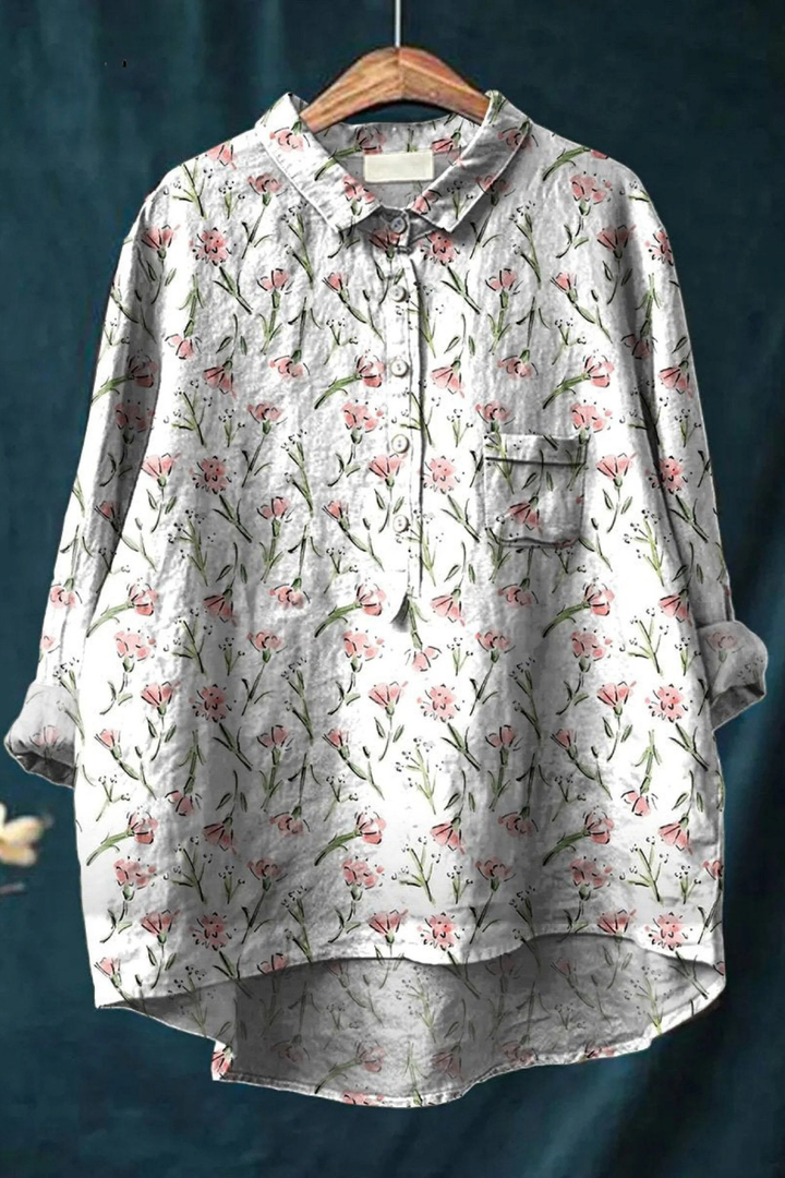 Pink Spring Floral Repeat Pattern Printed Women's Casual Shirt