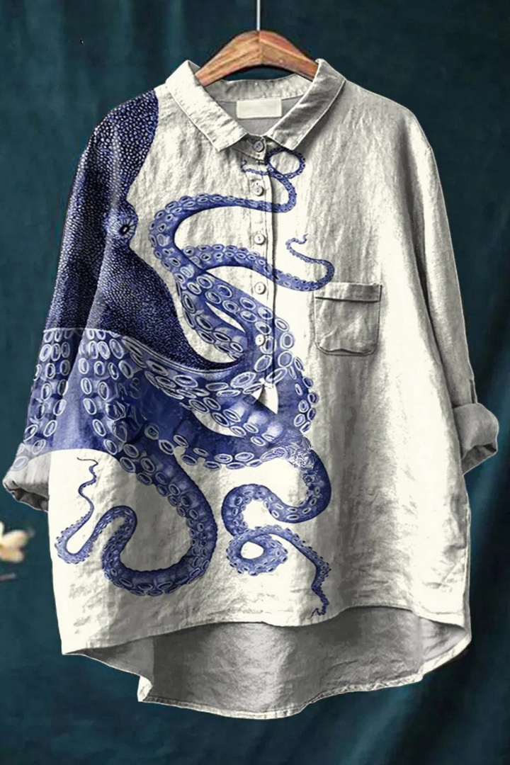 Women's Deep Sea Octopus Tentacles Art Print Casual Shirt