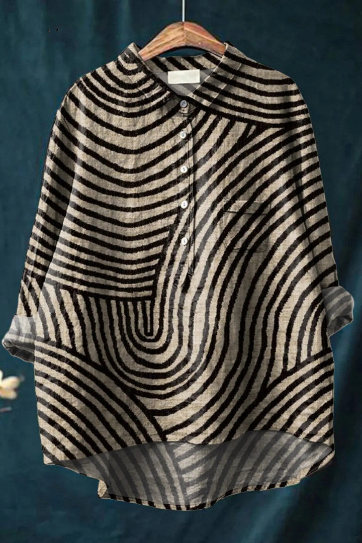 Women's Circular Line Pattern Print Casual Shirt