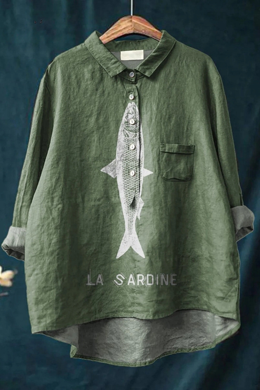 Sardine Fish Graphic Printed Women's Casual Shirt
