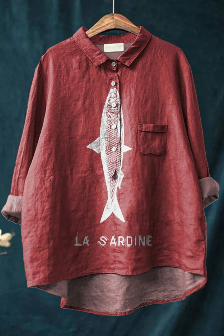 Sardine Fish Graphic Printed Women's Casual Shirt