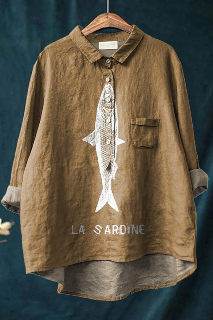 Sardine Fish Graphic Printed Women's Casual Shirt