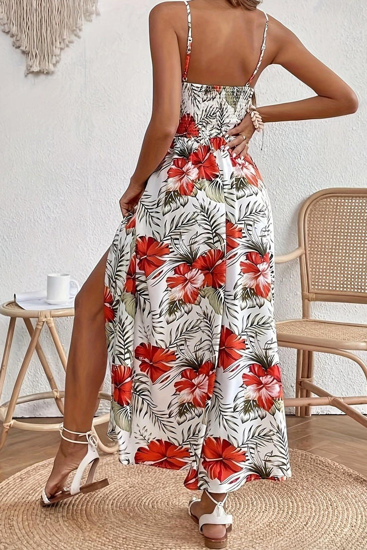Maple - Floral V-Neck Suspender Maxi Dress