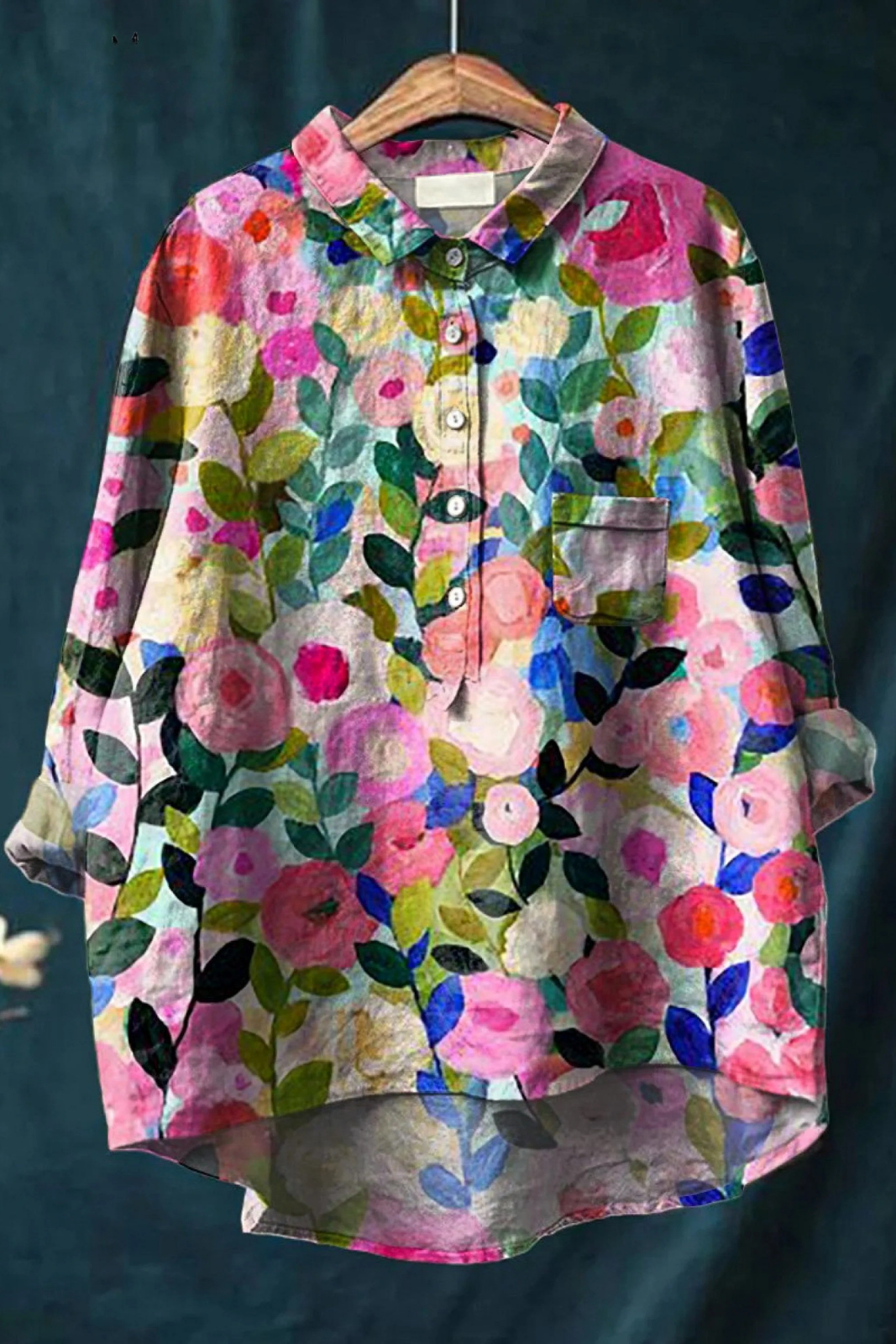 Colorful Spring Floral Garden Printed Women's Casual Shirt