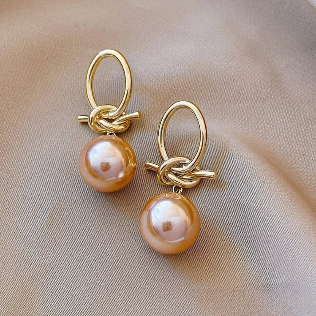 Perlen Loop Ohrringe in Gold