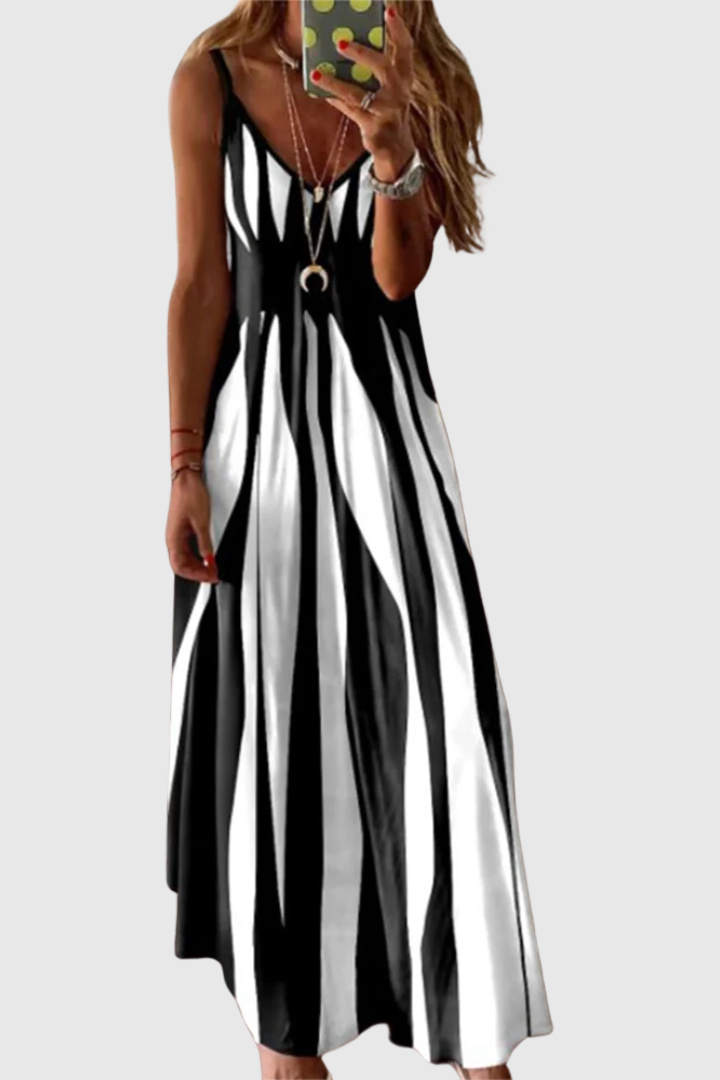 Ariella - Chic Sleeveless Striped Maxi Dress