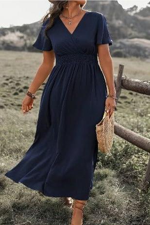 Margo - Short Flare Sleeve Side Split Maxi Dress