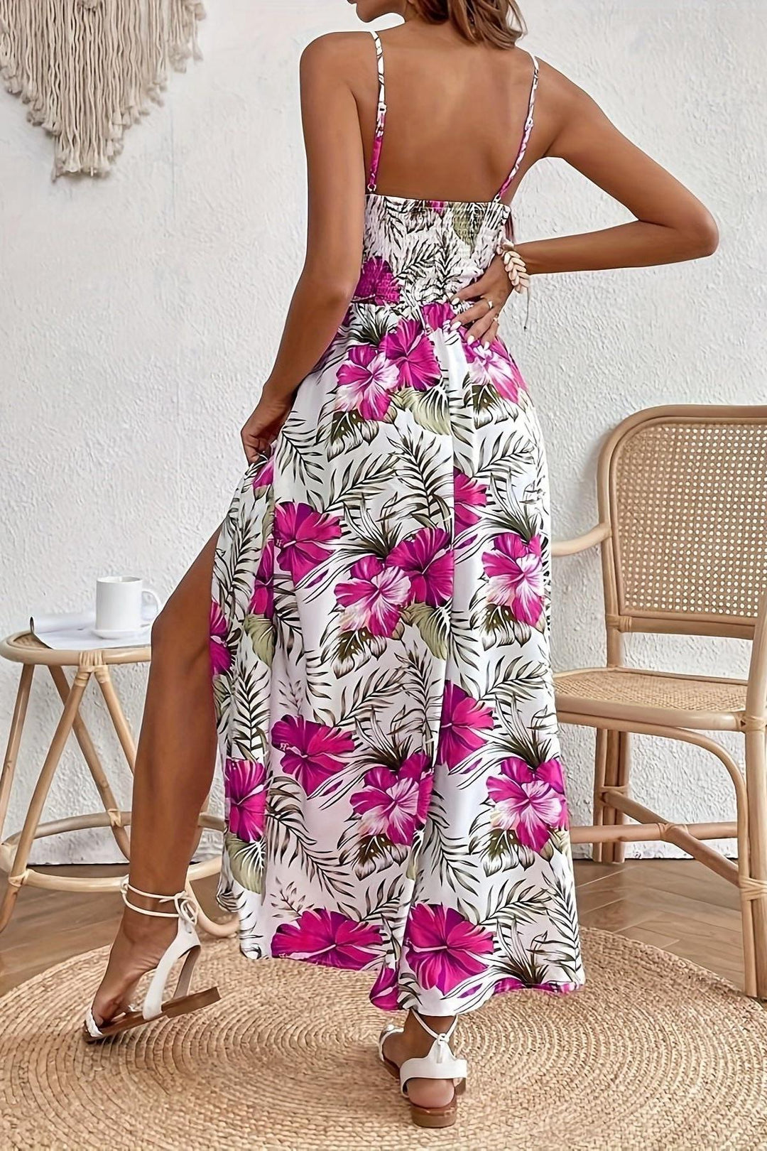 Maple - Floral V-Neck Suspender Maxi Dress