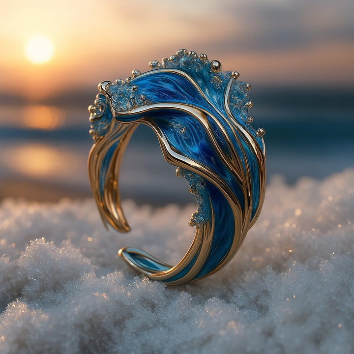 Vintage Blue Wave Ring - Ocean Inspired