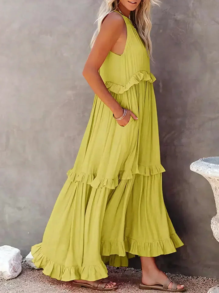 Robyn - Halter Ruffle Maxi Dress