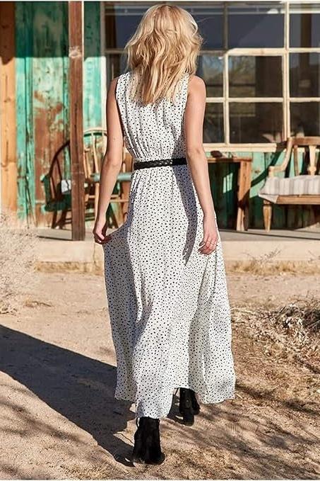 Ismena - Boho Polka Dot Maxi Dress