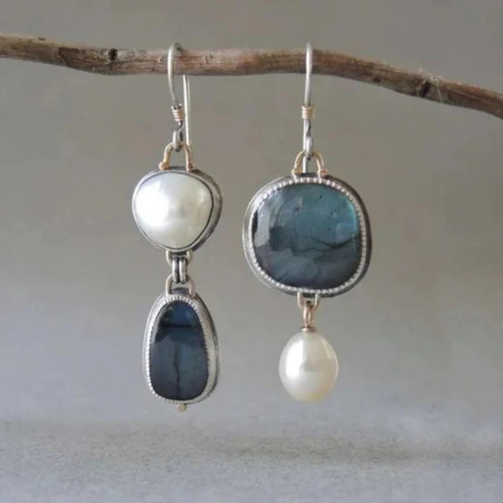 Vintage Blaue Naturstein Ohrringe