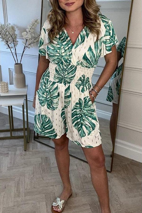Palmer - Leafy Print Romper