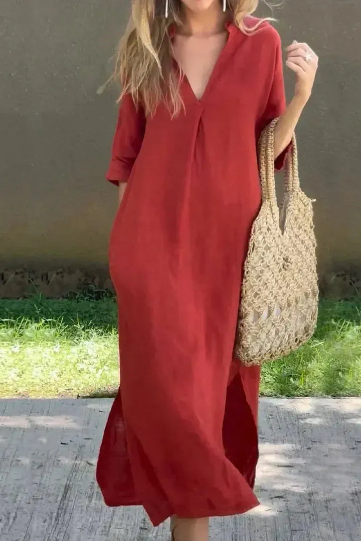 Alexa - Chic V-Neck Summer Maxi Dress