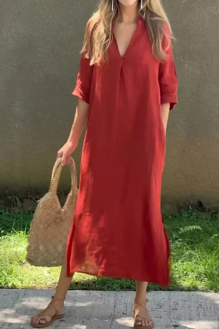 Alexa - Chic V-Neck Summer Maxi Dress