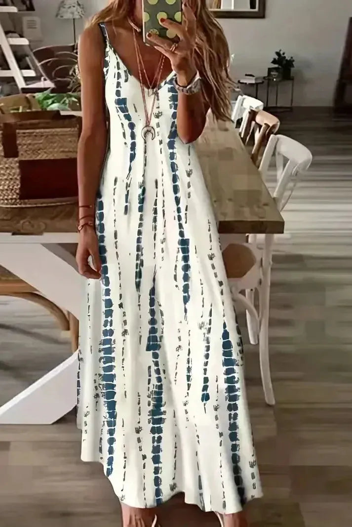 Seren - Women's V-Neck Tie-Dye Maxi Dress