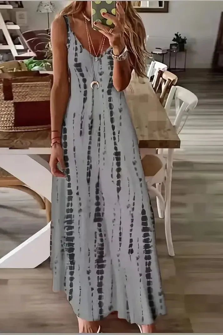 Seren - Women's V-Neck Tie-Dye Maxi Dress