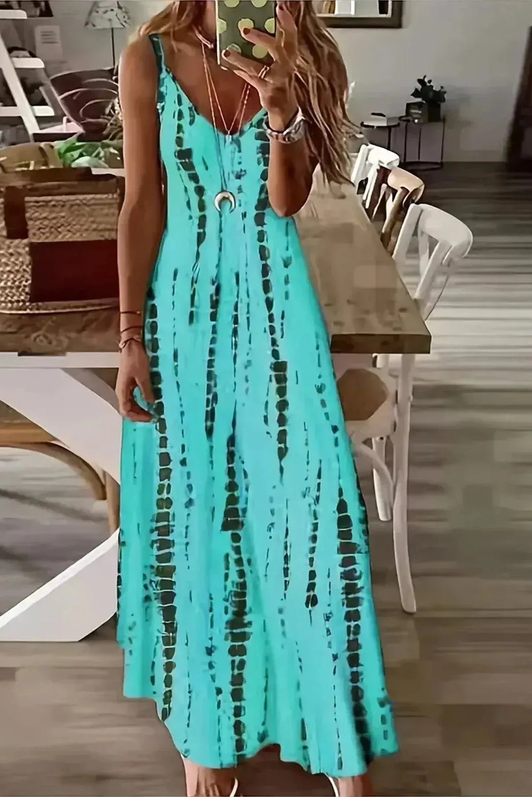 Seren - Women's V-Neck Tie-Dye Maxi Dress