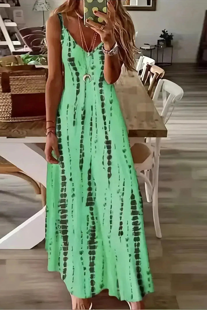 Seren - Women's V-Neck Tie-Dye Maxi Dress