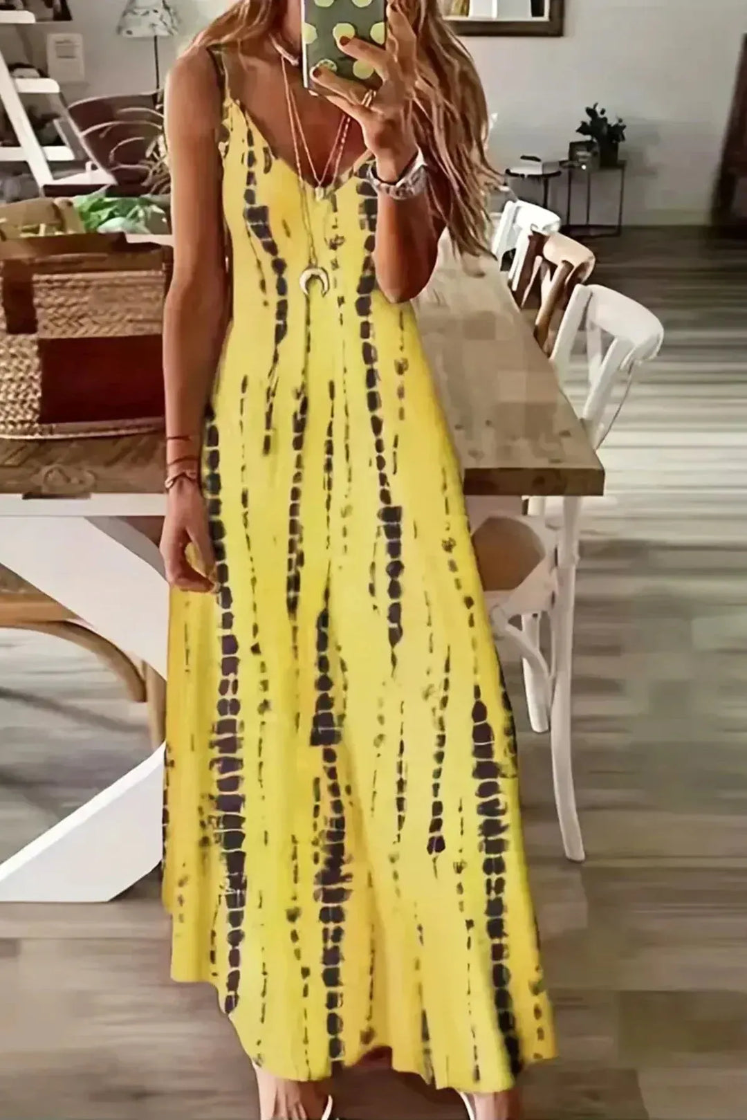 Seren - Women's V-Neck Tie-Dye Maxi Dress