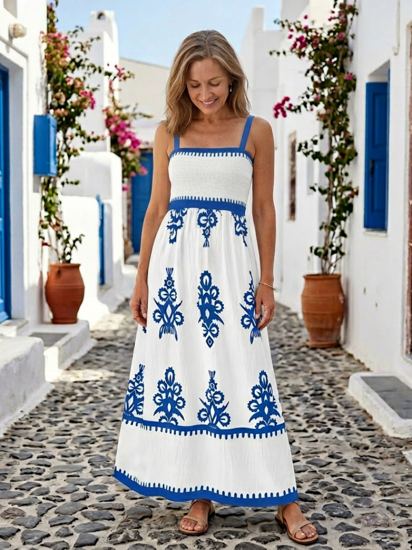 Odelina | Sleeveless Maxi Dress with Gathered Bodice