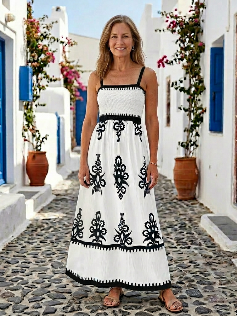 Odelina | Sleeveless Maxi Dress with Gathered Bodice