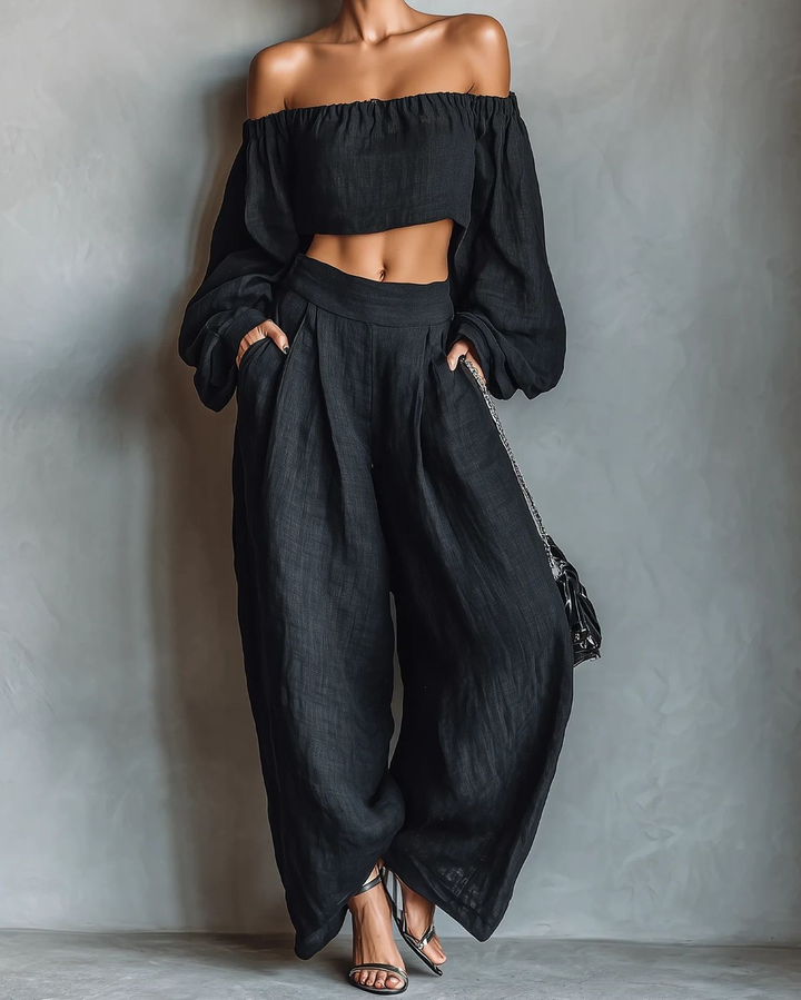Tess™ Off-Shoulder Ensemble with Flared Pants