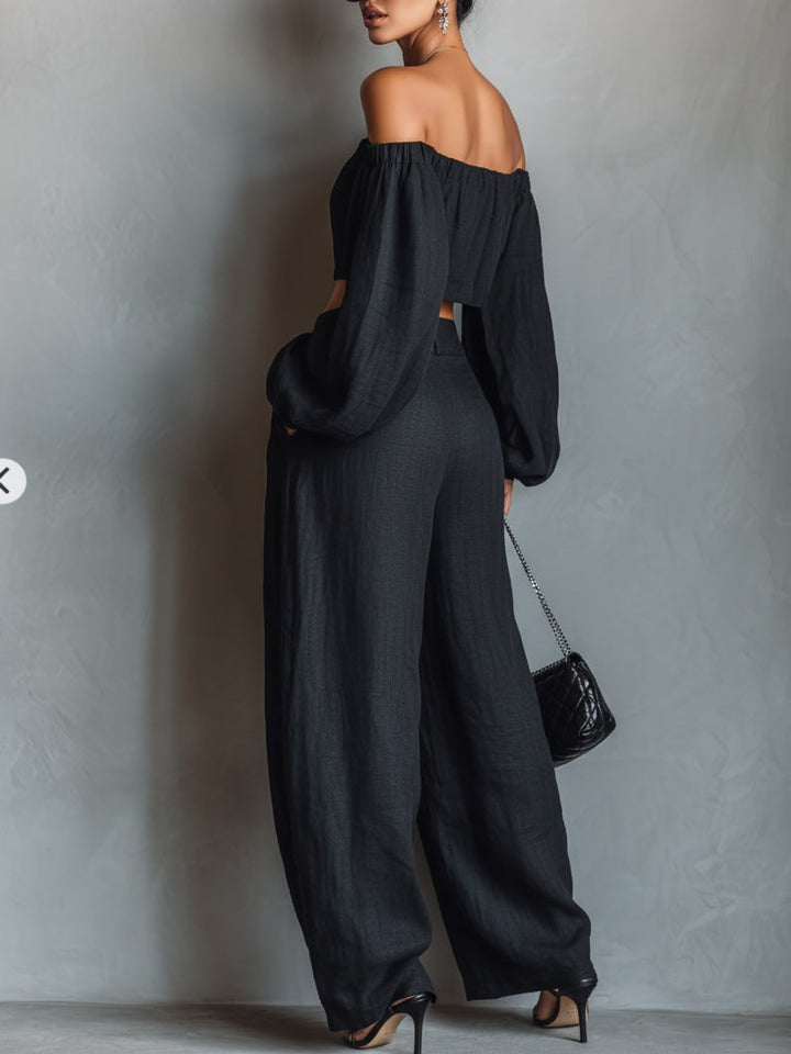 Tess™ Off-Shoulder Ensemble with Flared Pants