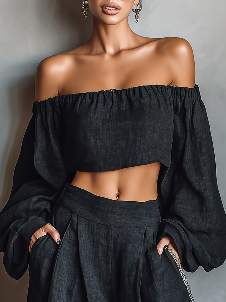 Tess™ Off-Shoulder Ensemble with Flared Pants