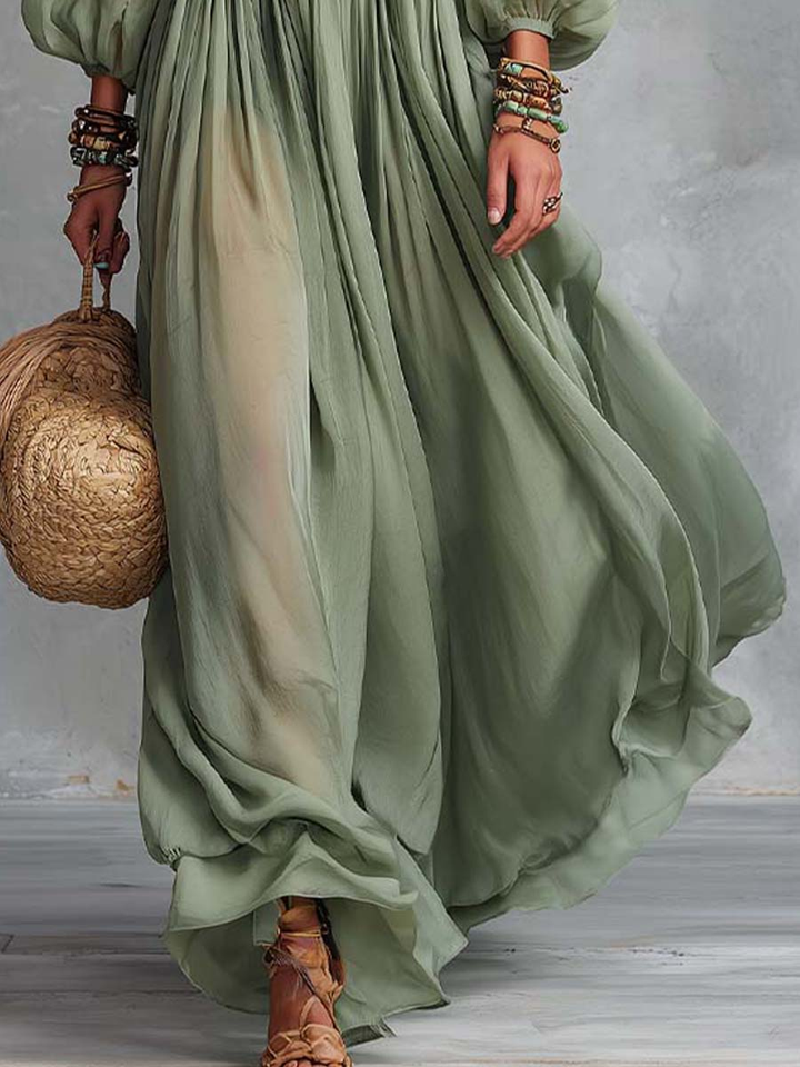Élodine™ | Floral Print Bohemian Maxi Dress