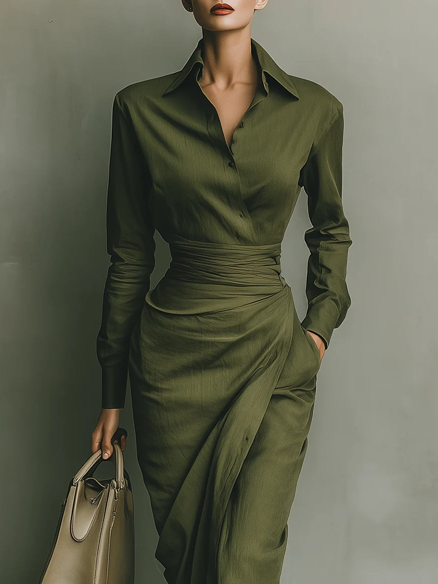 Noëlle™ | Army Green Maxi Dress