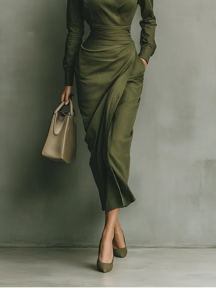 Noëlle™ | Army Green Maxi Dress