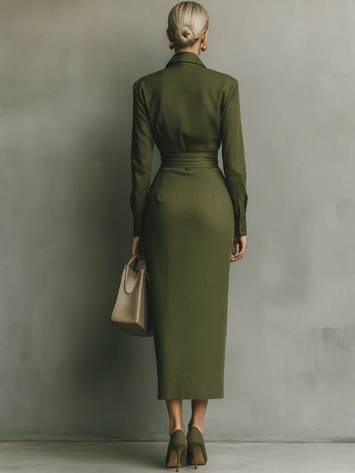 Noëlle™ | Army Green Maxi Dress