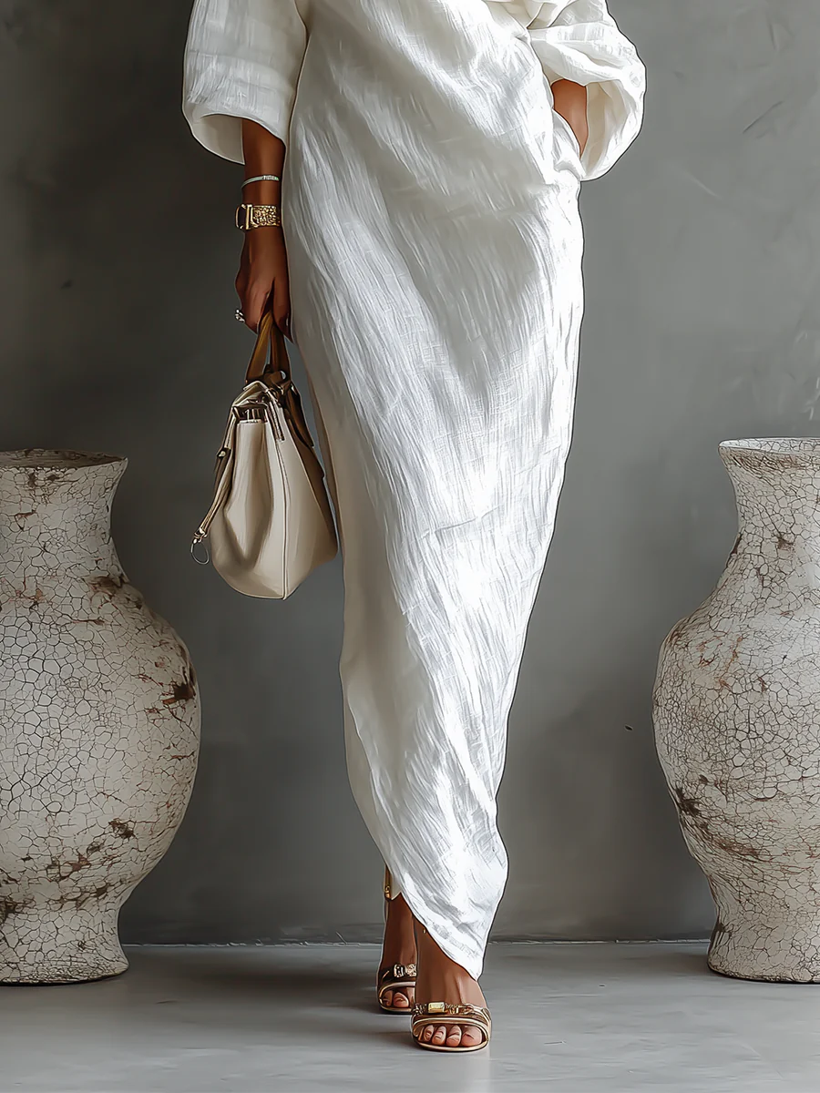 Elise™ | Chic White One-Shoulder Maxi Dress