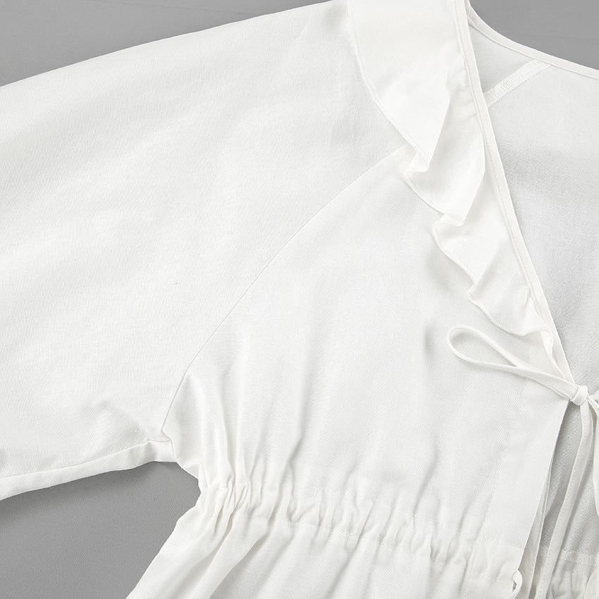 Lysandra - Ruffled Tie-Front Top with Matching Shorts Set