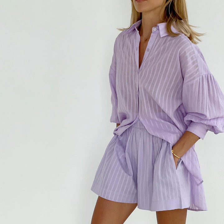 Yselia - Lightweight Button-Up and Shorts Ensemble