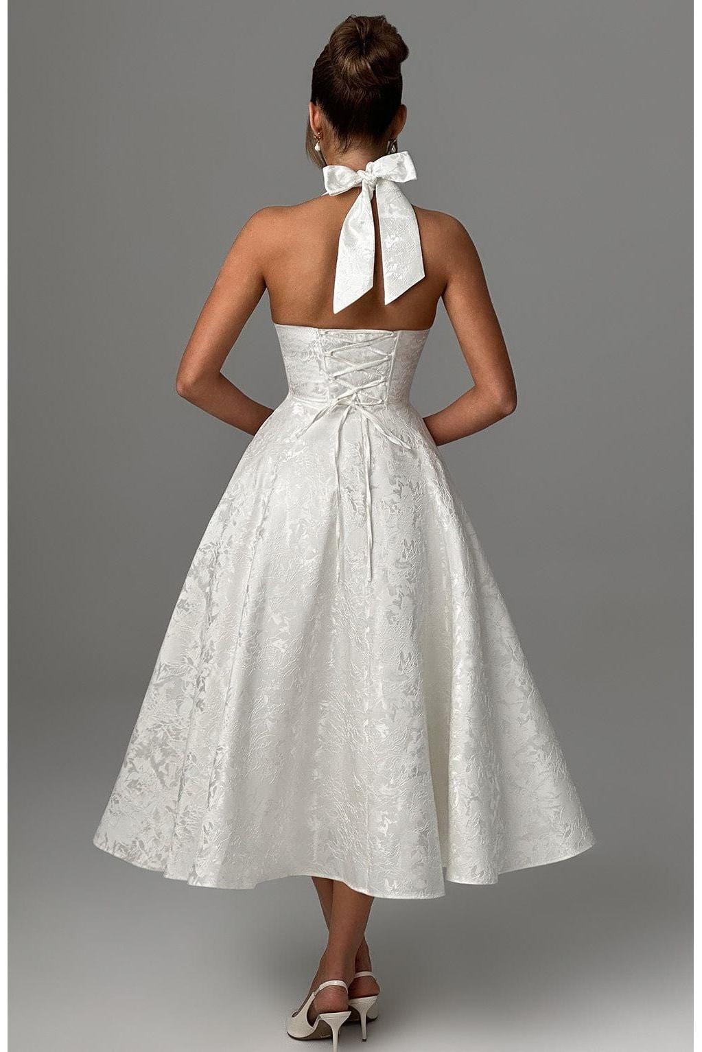 Renata - Jacquard Lace-Up Waist Maxi