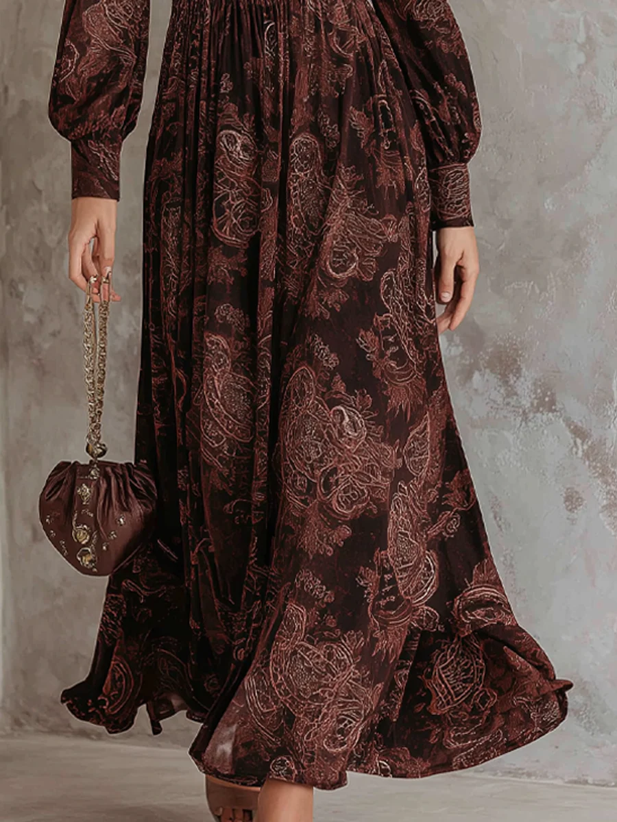 Ariane™ | Paisley Maxi Dress Featuring Waist Detail